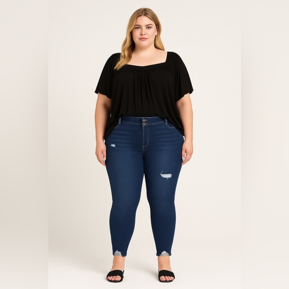 Lane Bryant Denim - Lane Bryant High Rise Jeggings Size 24W Distressed